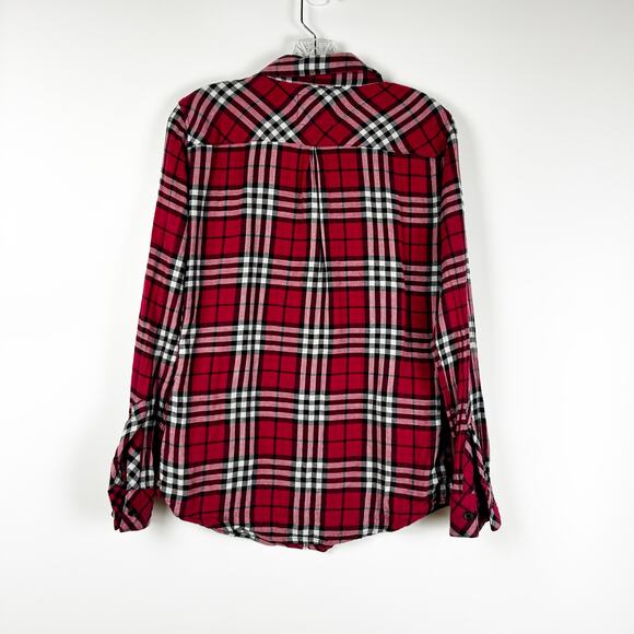 Rails Kendra Red and White Plaid Gauze Shirt Flannel Button Front Womens Size S - Picture 9 of 12